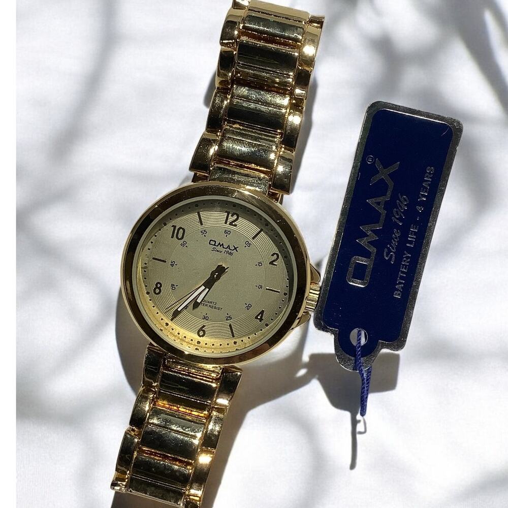 Omax HBJ979 Mens Water Resistant Quartz Watch, Gold Tone, 1-1/2"D, Needs Battery